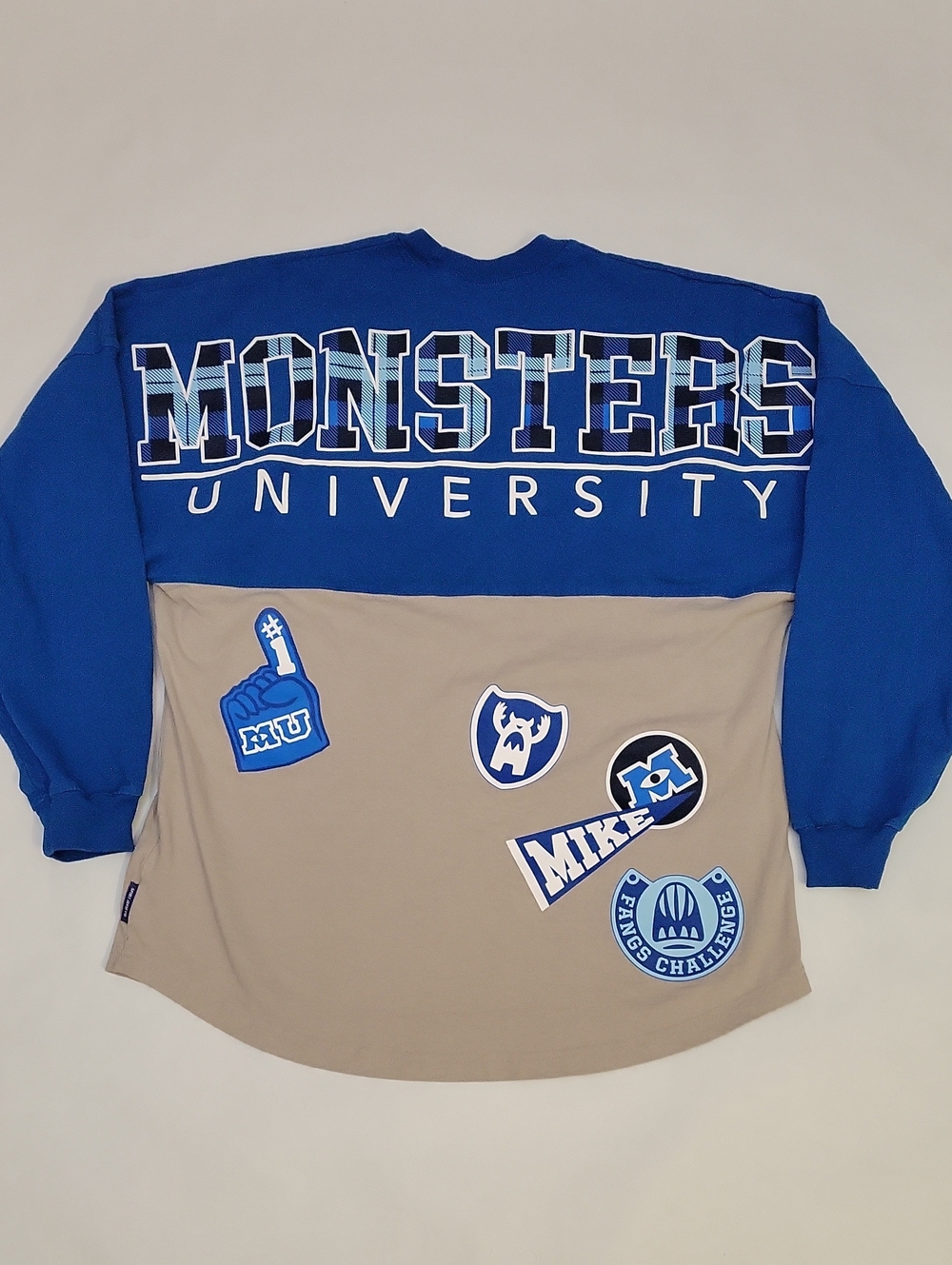 Disney Spirit Jersey Monsters University Adult Shirt Long SleeveBlue/Gray Size M